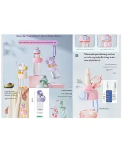 Sanjary Telecopic Positioning Suction nozzle upgrade Drinking water bottle 600ml color design may vary