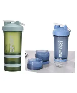 Sanjary Protien Shaker Bottle With extra Storage for gymers 450ml color design may vary