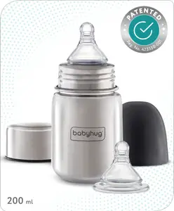 Babyhug Stainless Steel feeding bottle wide neck-220 ml