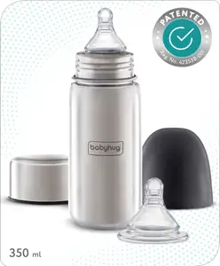 Babyhug Stainless Steel feeding bottle wide neck-350 ml