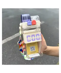 SCHOOLISH 520ml 2-in-1 Dual Sipper Kids, Adults Water Bottle & Double the Functionality With Straw BPA Free Leakproof Drinking- Pack of 1- Color May Vary