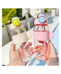 SCHOOLISH Water Bottle for Kids & Adult 600 ml Leak Proof Water Bottle With Strap, Spill-proof Durable Non-toxic Water Bottle for Office, Sports, School, Gym, Yoga, Stylish Water Bottles- Pack of 1- Color May Vary