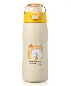 SCHOOLISH Insulated Stainless Steel Bottle Hot and Cold Water Bottle for Kids, Double Walled Vacuum Insulated Stainless Steel Bottle, Double-Wall Thermos Flask (380 ml)- Pack of 1- Color May Vary