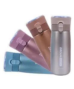 SCHOOLISH Dream Bottle Hot and Cold Stainless Steel 304 Water Bottle for Kids, Adults Double Walled Flask Metal Thermos, Spill Proof Lock Closure, BPA Free for School Home, Drinkware, 500 ml- Pack of 1- Color May Vary