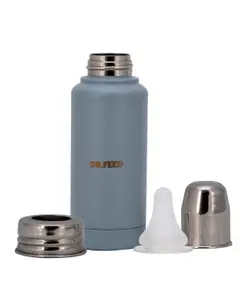 Adore Dr. Feed D1 Stainless Steel Double Wall Insulated Hot & Cold Feeding Bottle with Anti- Colic Teat 300ml- Blue