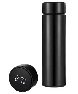 New Pinch Double Stainless Steel Wall Smart Flask Vacuum Insulated Water Bottle With LED Temperature Display Perfect For Hot & Cold Drinks Travelling Black- 500 ml