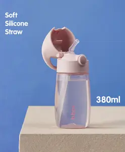 B.Box Straw Drink Bottle 380 ml Leakproof & Easy Carry Bottle for Toddlers & Preschoolers - Free-Flowing - Blush Crush Pink