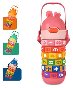 Elecart Maths Kids Water Bottle 430ml Thermal Mug with Straw | Leakproof, BPA- Free & Fun Design