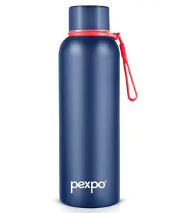 Pexpo Bravo Hot & Cold Stainless Steel Water Bottle |Vacuum Insulated Flask|ISI Certified |700ml, Denim Blue | Office | Home |Gym|Adults