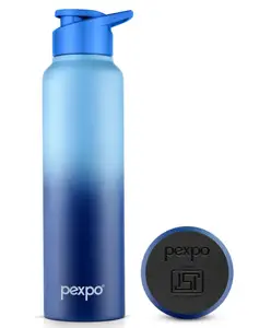 Pexpo Craft Pro Stainless Steel Sports/Fridge Water Bottle with Sipper Cap, Blue-Denim Blue Ombre | Eco friendly | BPA Free - 1000 ml