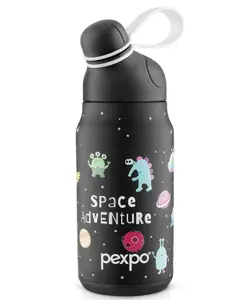 Pexpo Piano - Cute Sipper|Hot & Cold Thermoflask - 425 ml,Space Print|Stainless Steel Water Bottle for 6+ Years Kids & Adults|Vacuum Insulated|Portable Handle|Double Wall | School,Gym