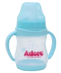 Adore 5 Stage Wide Neck Feeding Bottle with Easy Grippy Handle Blue -150ml