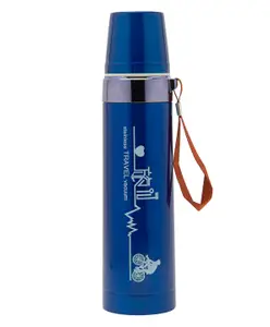 Baby Moo World Traveller 600 ml Stainless Steel Flask - Metallic Blue