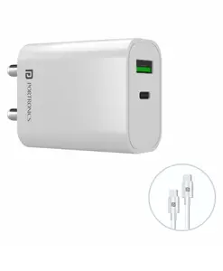 Portronics Adapto 44 Fast Charging 20W Mobile Charger - White