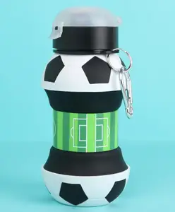 Fab N Funky Silicone Football Sipper Water Bottle White & Black - 550 ml