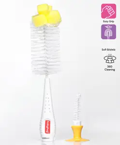 Babyhug 2 In 1 Bottle & Nipple Cleaning Brush - Yellow