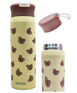 FunBlast BPA Free Double Walled Insulated Stainless Steel Water Bottle Beige- 420 ML