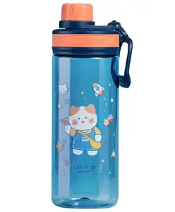 FunBlast BPA Free Anti-Leak Cartoon Print Water Bottle Blue - 550 ML