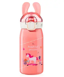 FunBlast BPA Free Double Walled Vacuum Insulated Stainless Steel Water Bottle with Straw Light Pink- 530 ML