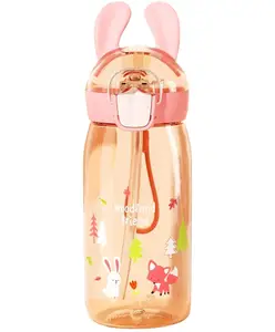 FunBlast Anti-Leak Rabbit Print Water Bottle with Sipper - 550 ML
