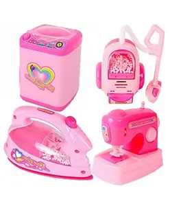 DOMENICO 4 in 1 Appliances Battery Operated Play Set with Light and Sound - Pink