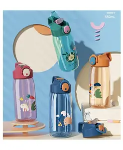 YAMAMA Cartoon Printed Tritan Water Bottle with Sipper - 550 ml (Colour May Vary)
