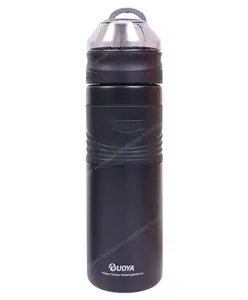 Toyshine Bpa Free Double Wall Vacuum Insulated Water Bottle with Straw Black - 550 ML