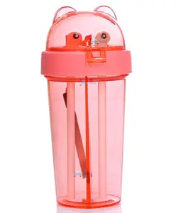 FunBlast Two Partition Sipper Bottle with Straw 420 ML (Pink Color)