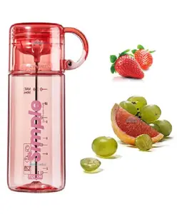 FunBlast Fruit Infuser Detox Water Bottle BPA-Free Stylish Water Bottle with Rod & ebook Pink- 620 ml