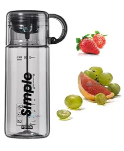 FunBlast Fruit Infuser Detox Water Bottle BPA-Free Stylish Water Bottle with Rod & ebook Black - 620 ml