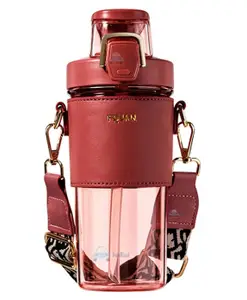 FunBlast Tritan Sipper Bottle with Straw Maroon - 500 ml