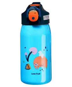 FunBlast Insulated Stainless Steel Double Walled Vacuum Thermos Flask with Straw 530 ML (Blue Color)