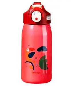 FunBlast Insulated Stainless Steel Double Walled Vacuum Thermos Flask with Straw 530 ML (Pink Color)