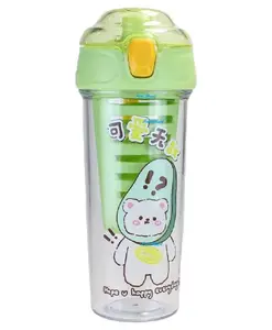 FunBlast Spill Proof BPA Free Anti-Leak Kids Cartoon Water Bottle Green - 520 ml
