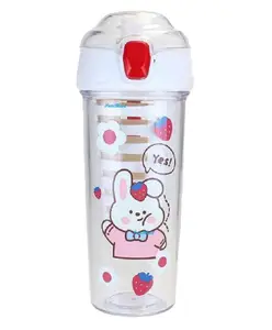FunBlast Spill Proof BPA Free Anti-Leak Kids Cartoon Water Bottle White - 520 ml