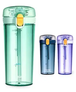 FunBlast Sipper Water Bottle with Straw and Button Lock Pack of 1 Random Color