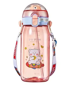 FunBlast Water Bottle with Straw Pink - 550 ml