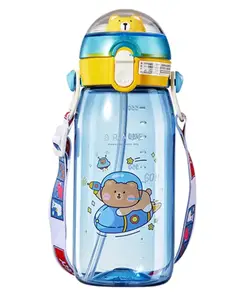 FunBlast Water Bottle with Straw Blue - 550 ml