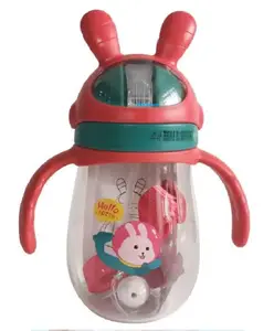 FunBlast Tritan Water Bottle with Straw & Adjustable Strap Red 350 ml