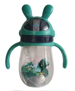 FunBlast Tritan Water Bottle with Straw & Adjustable Strap Sea Green 350 ml