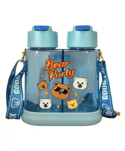 FunBlast Sipper Bottle with Straw & Adjustable Strap Sky Blue 640 ml