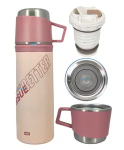 FunBlast Double Wall Vacuum Insulated Stainless Steel Water Bottle Pink 400 ML