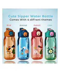 NEGOCIO Cute Water Bottle with Sipper Water Bottle for Kids Sipper Bottle for Kids Anti Leak Cartoon Kids Water Bottle for Kids (Colour & Print May Vary)