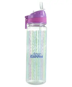 Smily Kiddos Straight Water Bottle With Flip Top Nozzle Ribbon Print - 680 ml