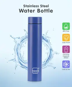 Fab N Funky Stainless Steel Water Bottle - 440 ml (Color May Vary)