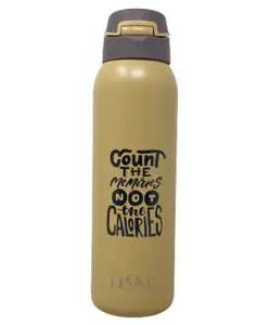 HOOM 304 Stainless Steel Vacuum Insulated Straw Sipper Bottle Flask with Quotes - 600 ml