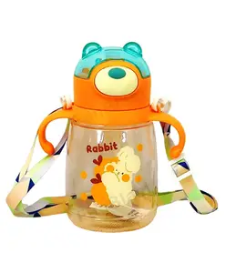 FunBlast Water Bottle with Straw & Adjustable Strap Orange - 450 ml