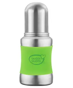 Buddsbuddy Stella Plus Stainless Steel Regular Neck Baby Feeding Bottle With Extra Spout Sipper 140 ml - Green