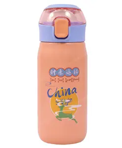 Toyshine Double Walled Stainless Steel Dual Cap Water Bottle Orange - 500 ml