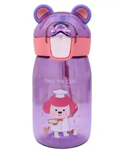 Toyshine Cartoon Print Sipper Water Bottle Purple- 400 ml